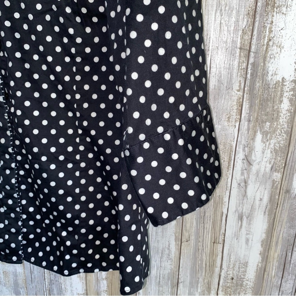 Lane Bryant Black & White Polka Dot Button Down - Picture 2 of 7